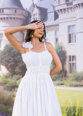 Asheera White Mul Cotton Midi Dress